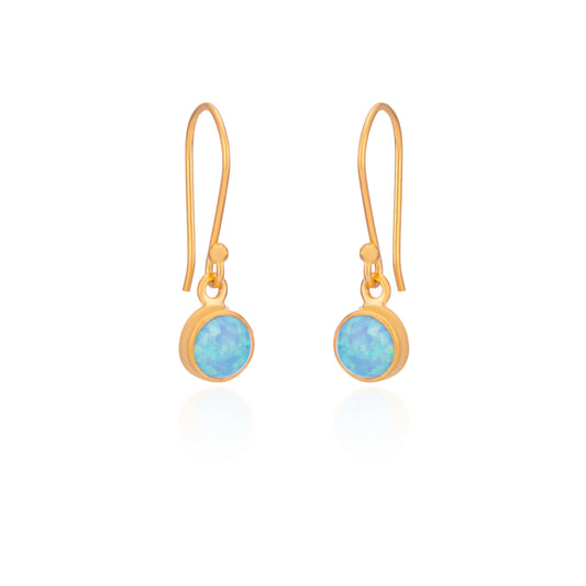 Joli Beau Sterling Silver 18ct Gold Vermeil Opal Drop Earrings