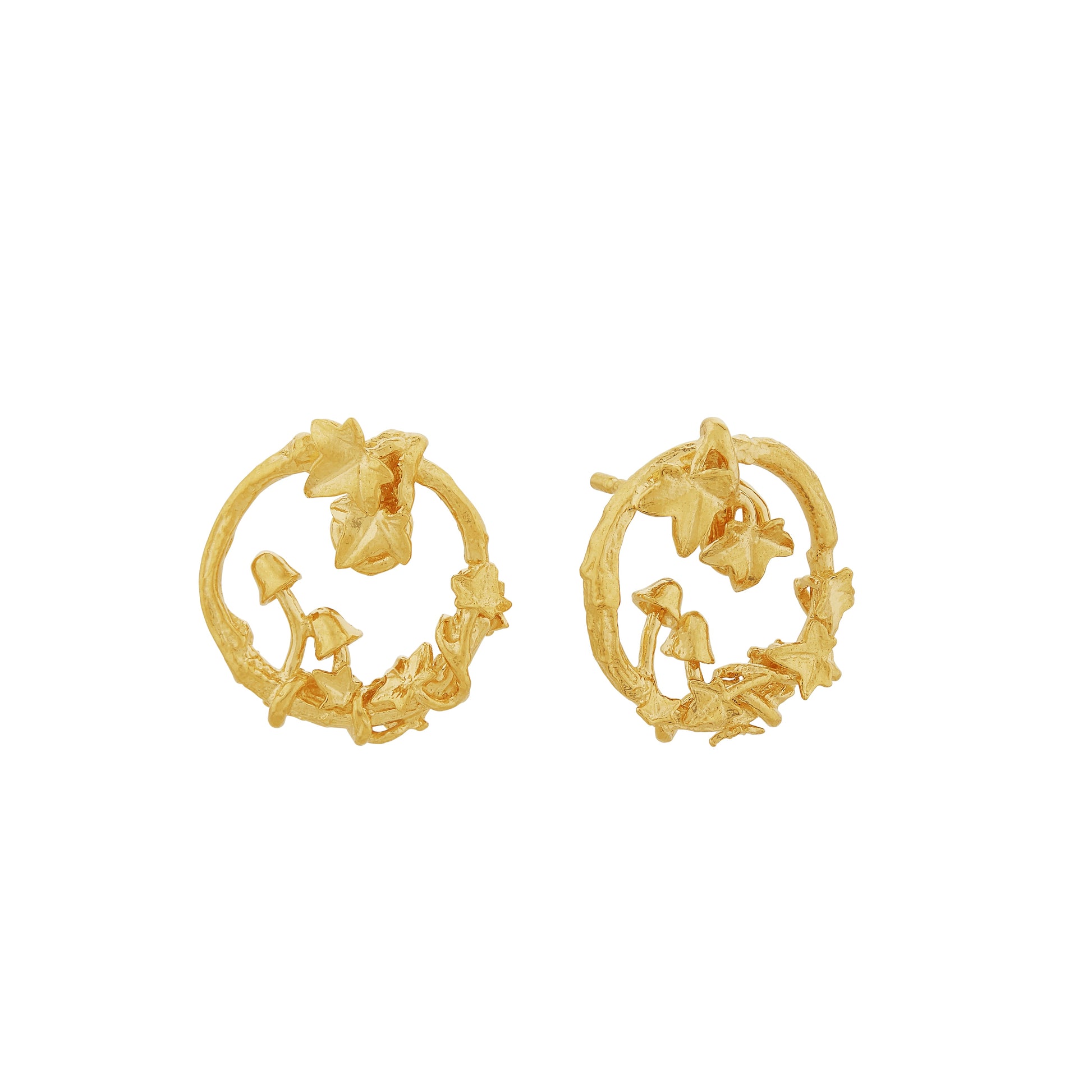 Alex Monroe 22 carat Yellow Gold Vermeil Woodland Loop Stud Earrings