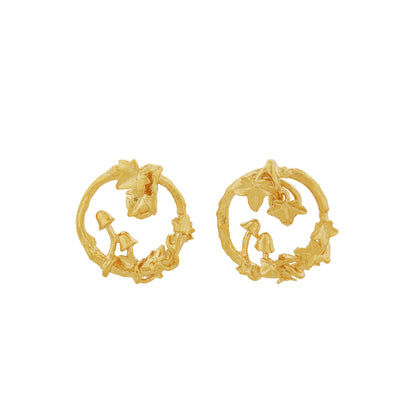 Alex Monroe 22 carat Yellow Gold Vermeil Woodland Loop Stud Earrings