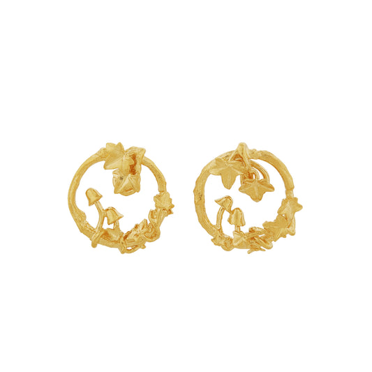 Alex Monroe 22 carat Yellow Gold Vermeil Woodland Loop Stud Earrings