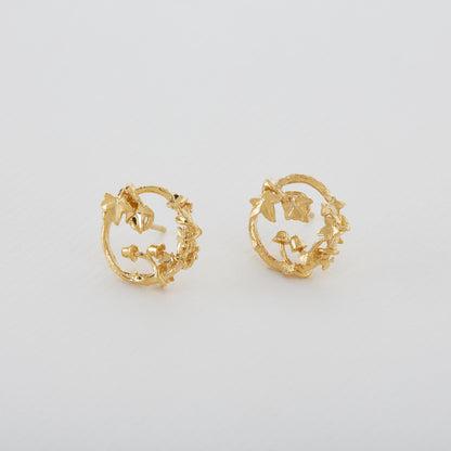 Alex Monroe 22 carat Yellow Gold Vermeil Woodland Loop Stud Earrings