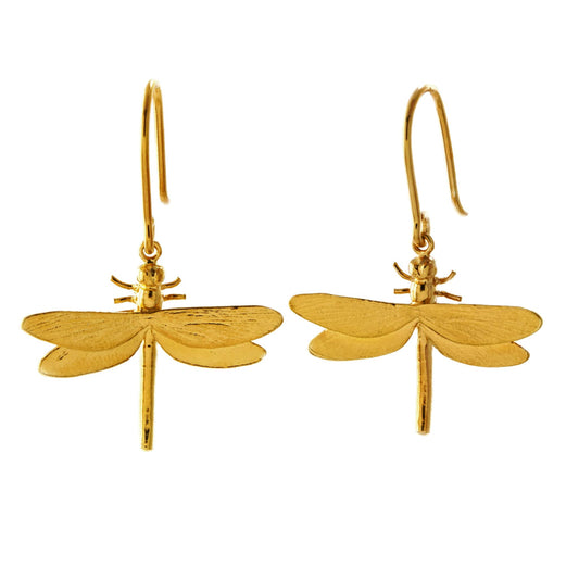 Alex Monroe Sterling Silver 22ct Yellow Gold Vermeil Dragonfly Hook Earrings 🇬🇧