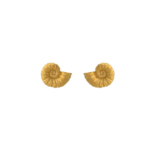 Alex Monroe Sterling Silver & 22ct Yellow Gold Vermeil Ammonite Stud Earrings 🇬🇧