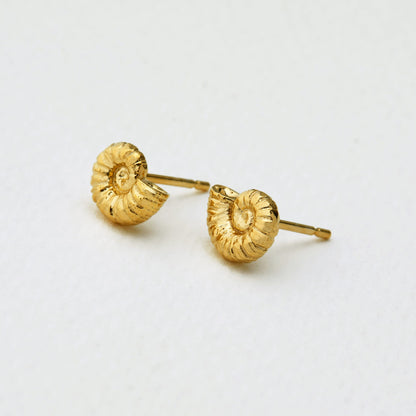 Alex Monroe Sterling Silver & 22ct Yellow Gold Vermeil Ammonite Stud Earrings 🇬🇧