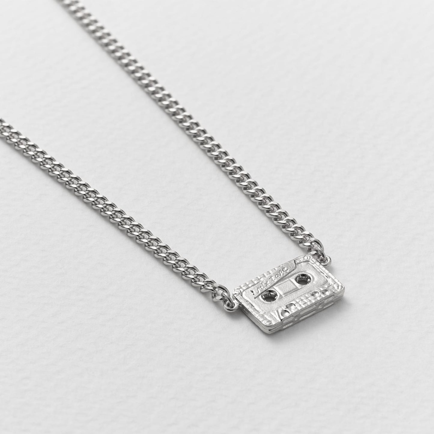 Alex Monroe Sterling Silver In-Line Mixtape Curb Chain Necklace 🇬🇧