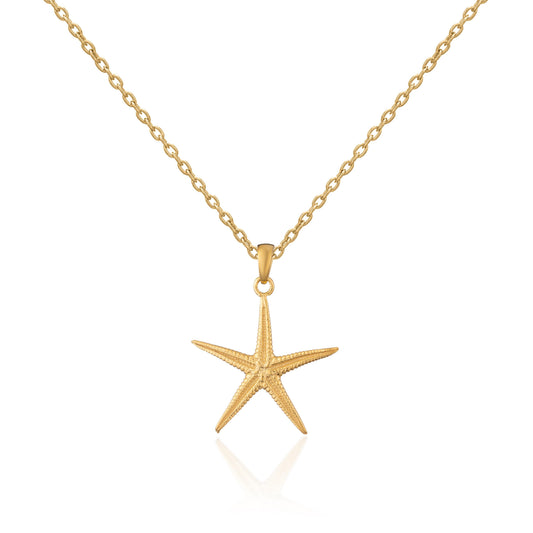 Silver gold plate starfish necklace 18inch chain