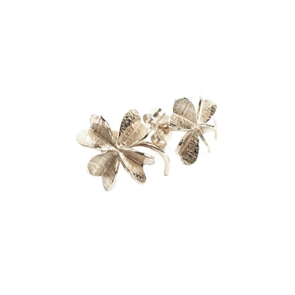 Alex Monroe Sterling Silver Lucky Clover Stud Earrings