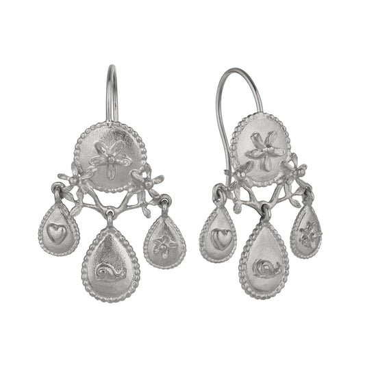 Alex Monroe Sterling Silver Gratitude for Nature Girandole Earrings