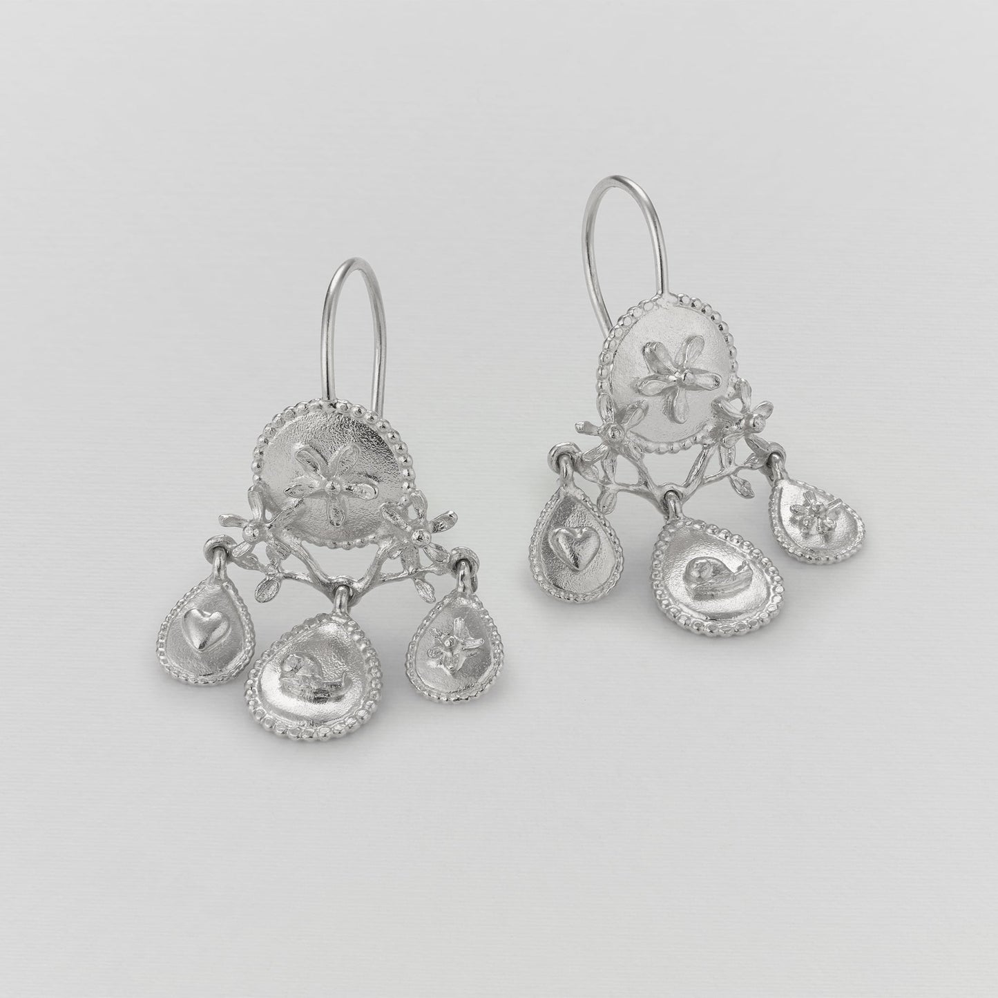 Alex Monroe Sterling Silver Gratitude for Nature Girandole Earrings