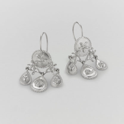 Alex Monroe Sterling Silver Gratitude for Nature Girandole Earrings