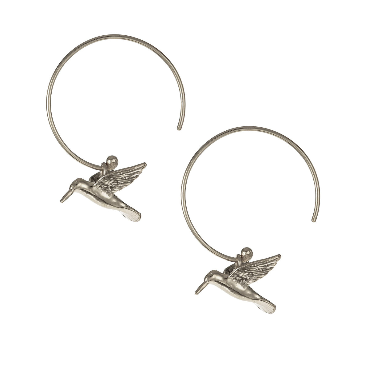 Alex Monroe Sterling Silver Hummingbird Hoop Earrings