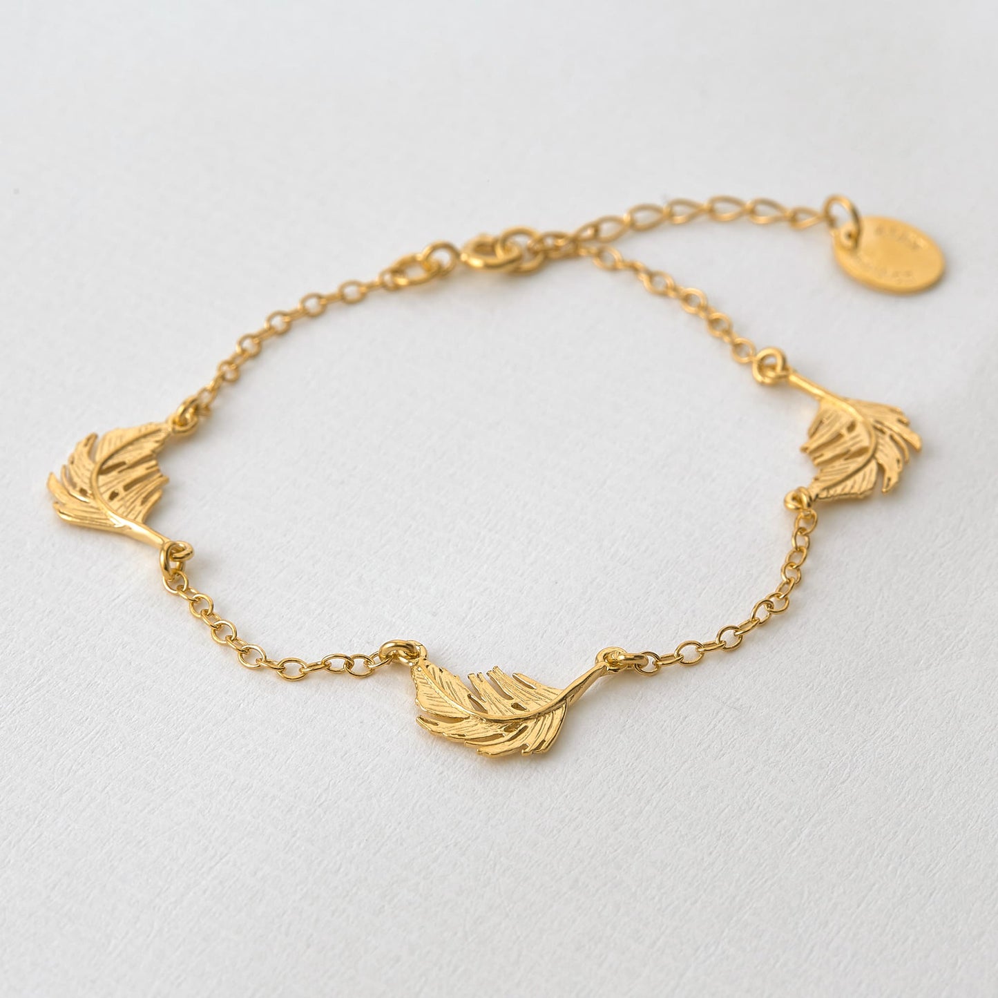 Alex Monroe Sterling Silver 22ct Yellow Gold Vermeil Three Feather Bracelet 🇬🇧