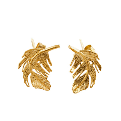 22 carat Gold Vermeil Feather Stud Earrings