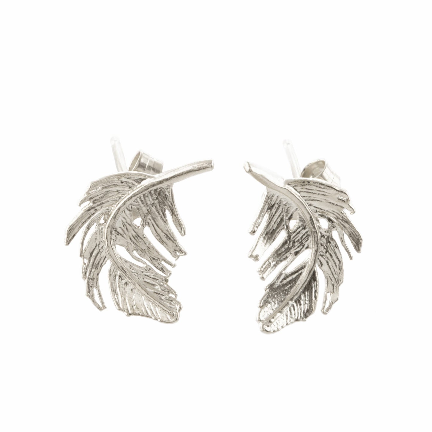 Sterling Silver Feather Stud Earrings
