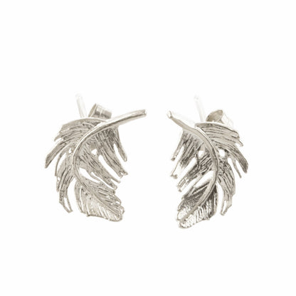 Sterling Silver Feather Stud Earrings