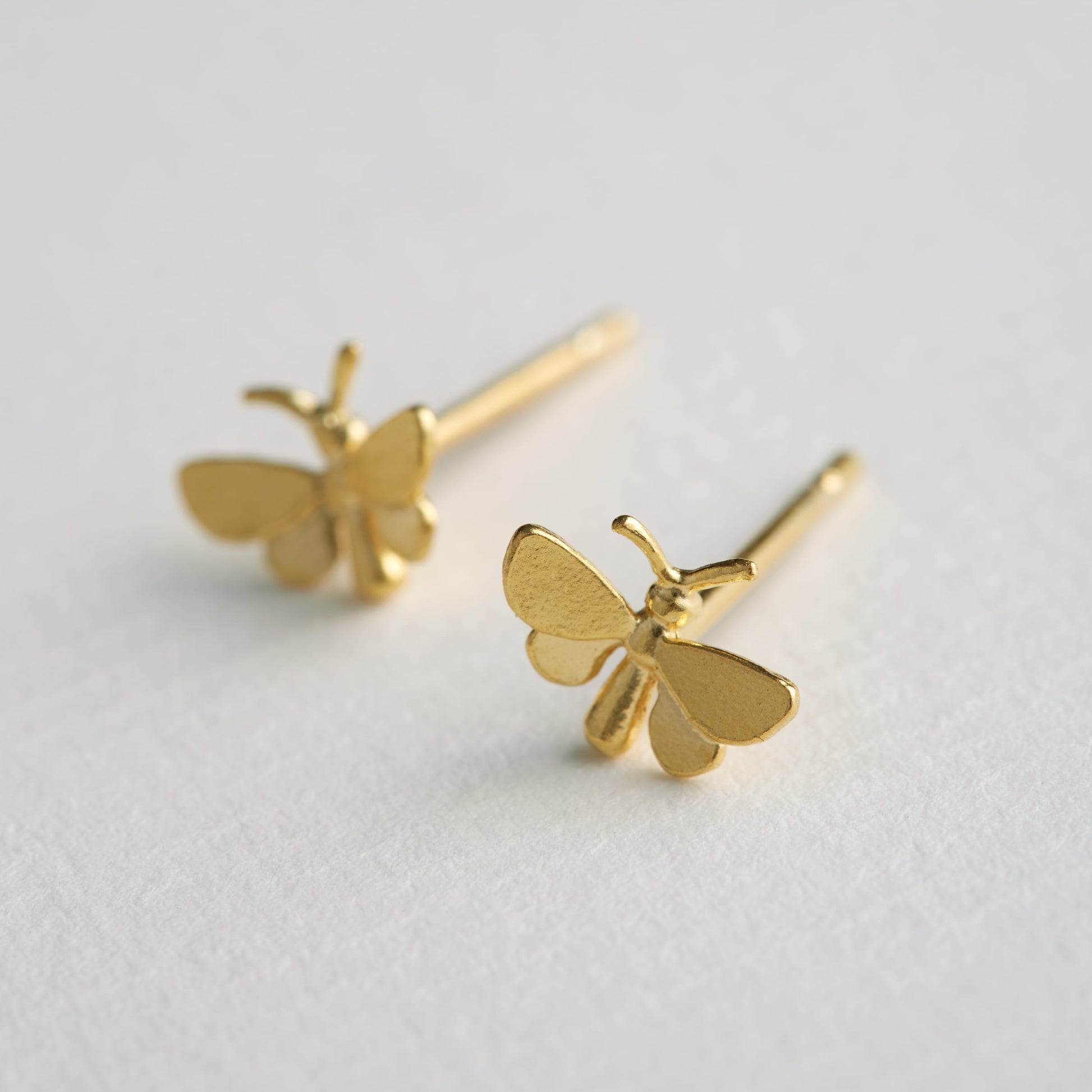 Alex Monroe 22 carat Yellow Gold Tiny Butterfly Stud Earrings