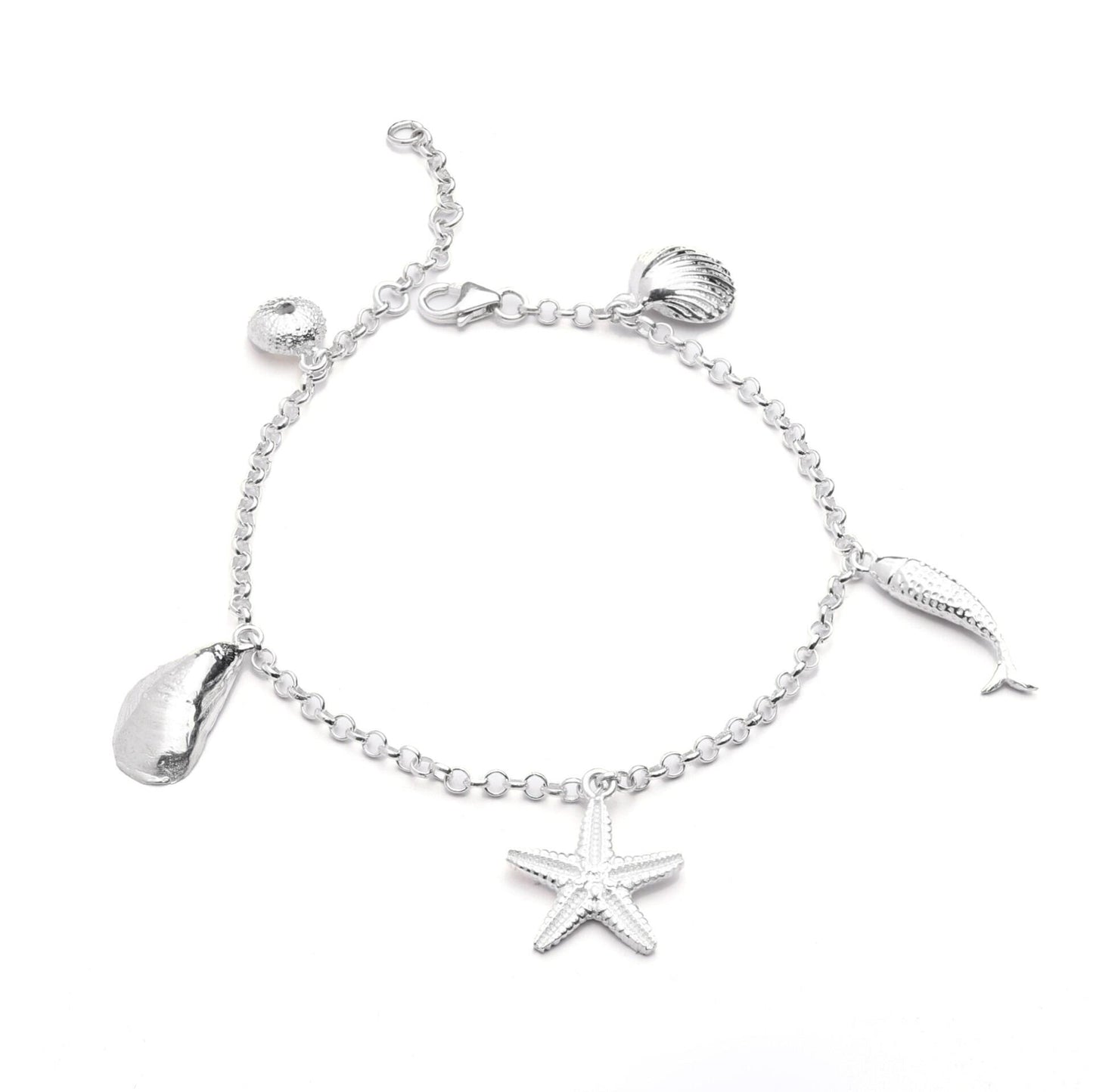 Joli Beau Sterling Silver Five Coastal Charm Sea Side Collection Bracelet 🇬🇧