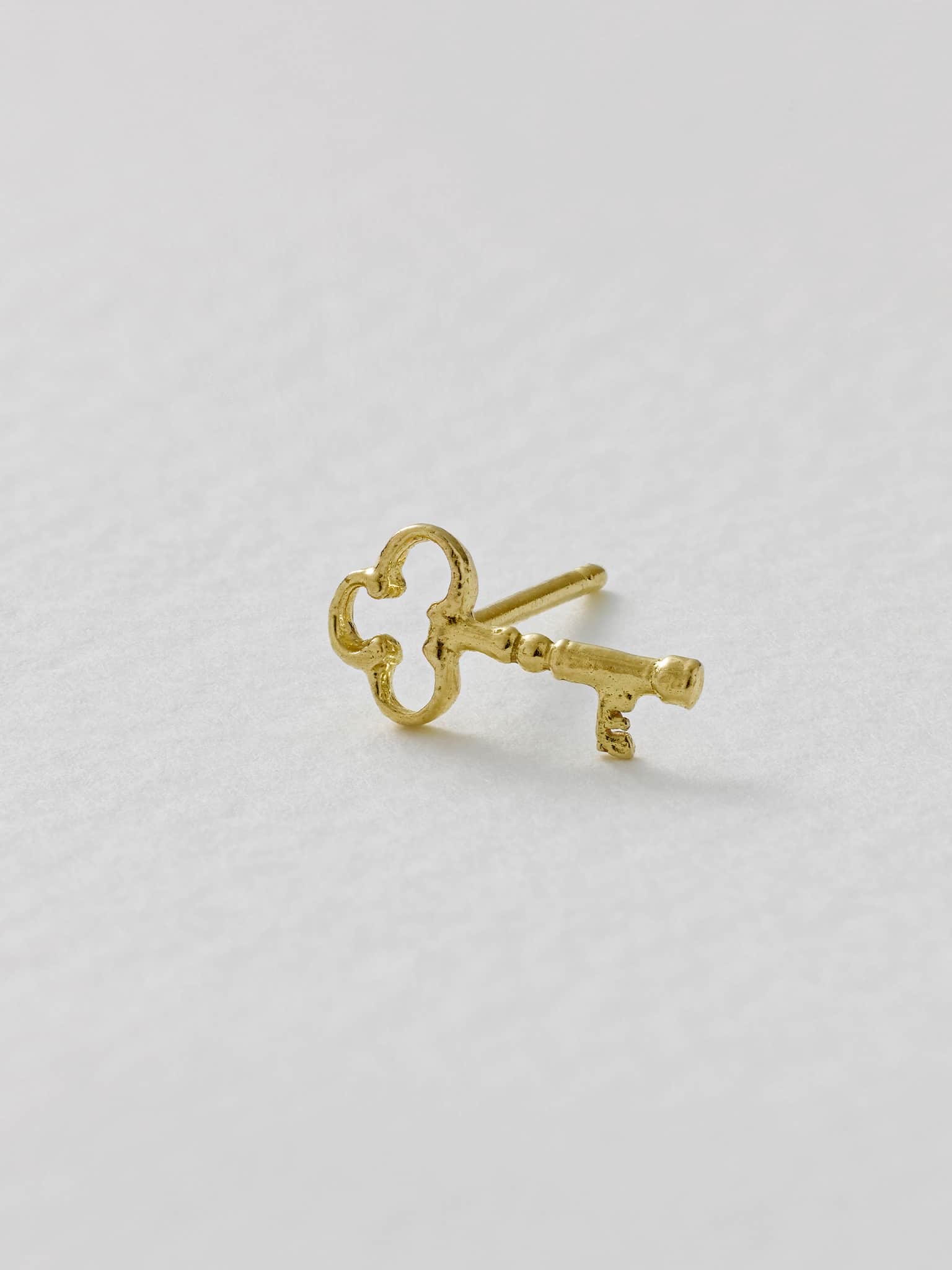 Alex Monroe 18 carat Yellow Solid Gold Teeny Tiny Garden Key Single Stud Earring