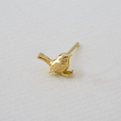 Alex Monroe 18 carat Yellow Solid Gold Teeny Tiny Wren Single Stud Earring