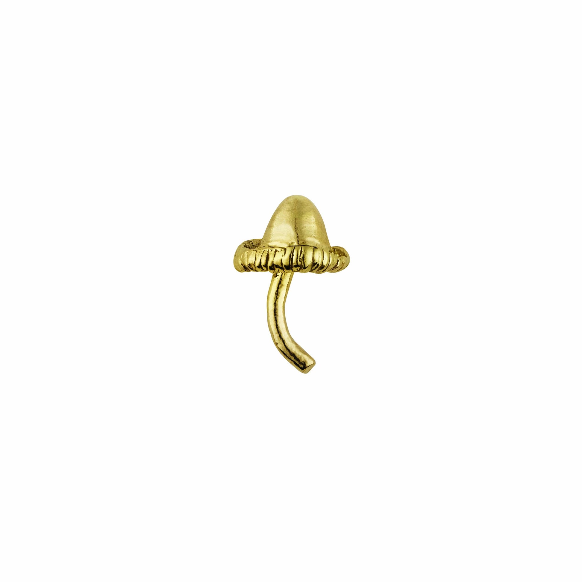 18ct yellow gold tiny mushroom stud