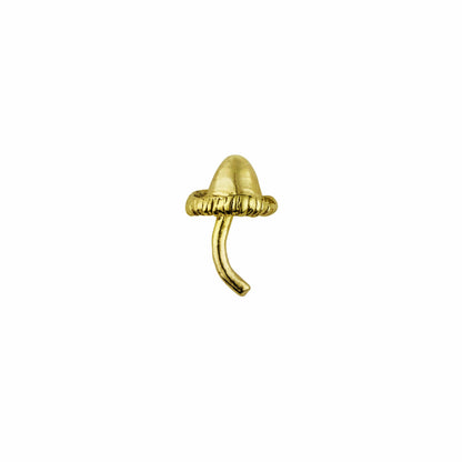 18ct yellow gold tiny mushroom stud
