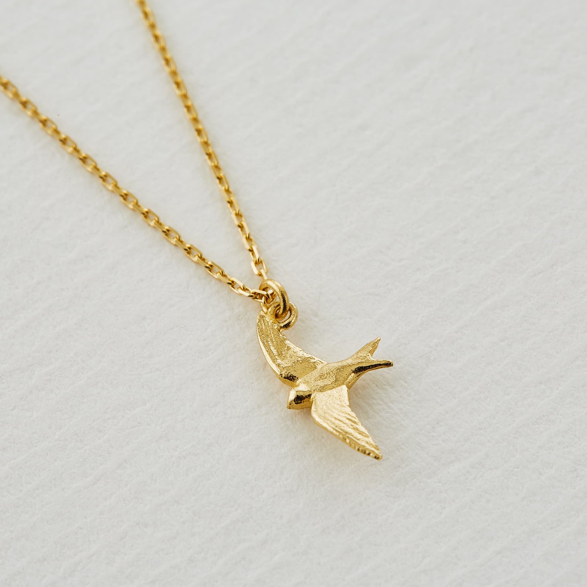 Alex Monroe Solid 18 carat Yellow Solid Gold Teeny Tiny Swallow Necklace