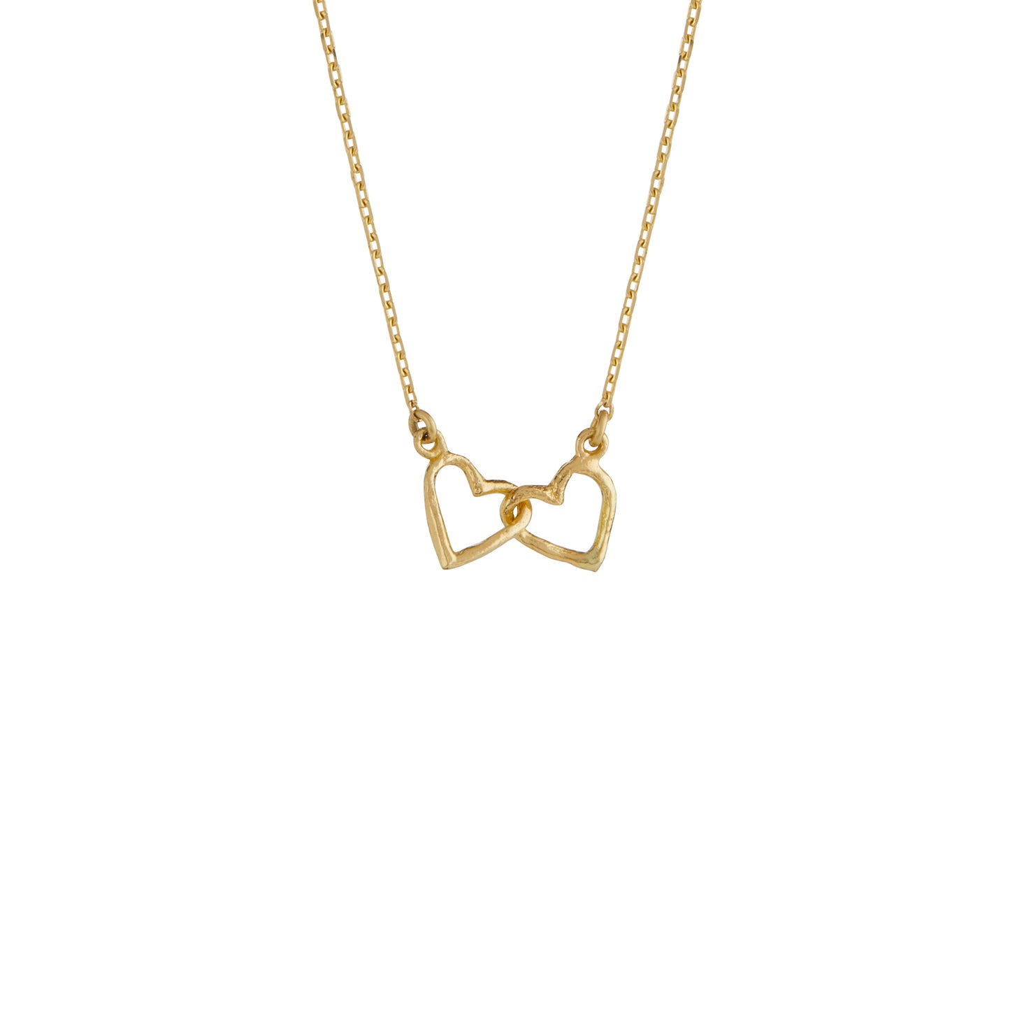 Alex Monroe 18 carat Yellow Solid Gold Teeny Tiny Linked Heart In-Line Necklace
