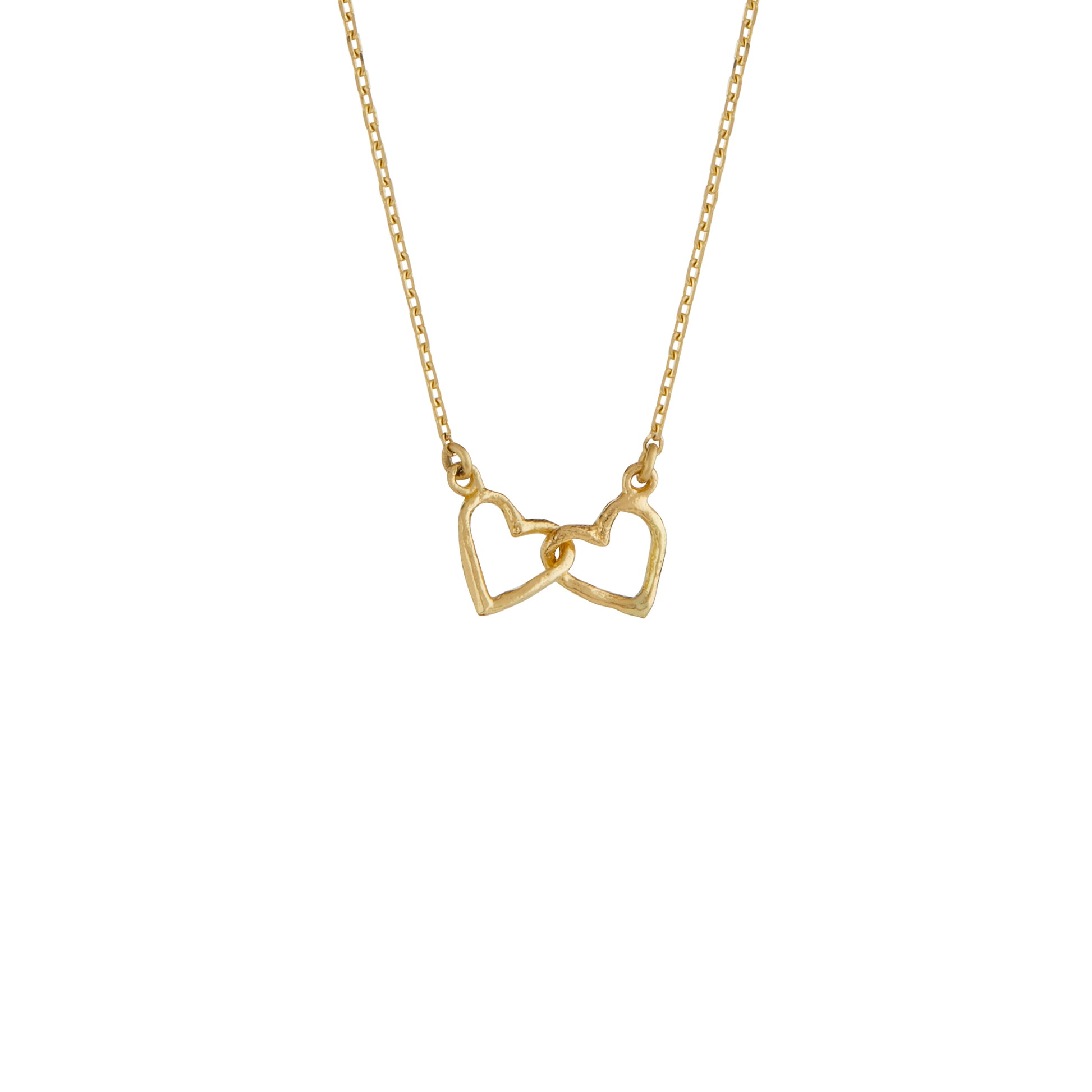 Alex Monroe 18 carat Yellow Solid Gold Teeny Tiny Linked Heart In-Line Necklace