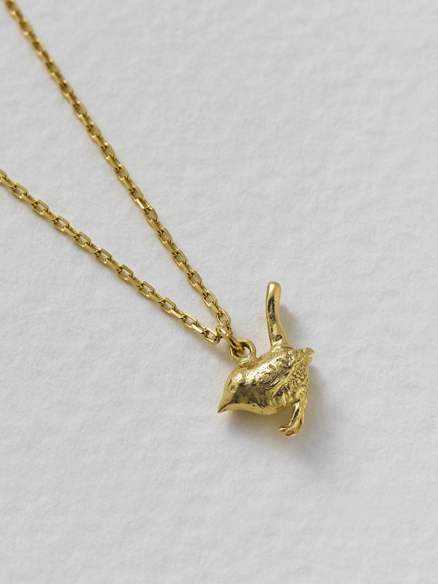 Alex Monroe 18 carat Yellow Solid Gold Teeny Tiny Wren Necklace
