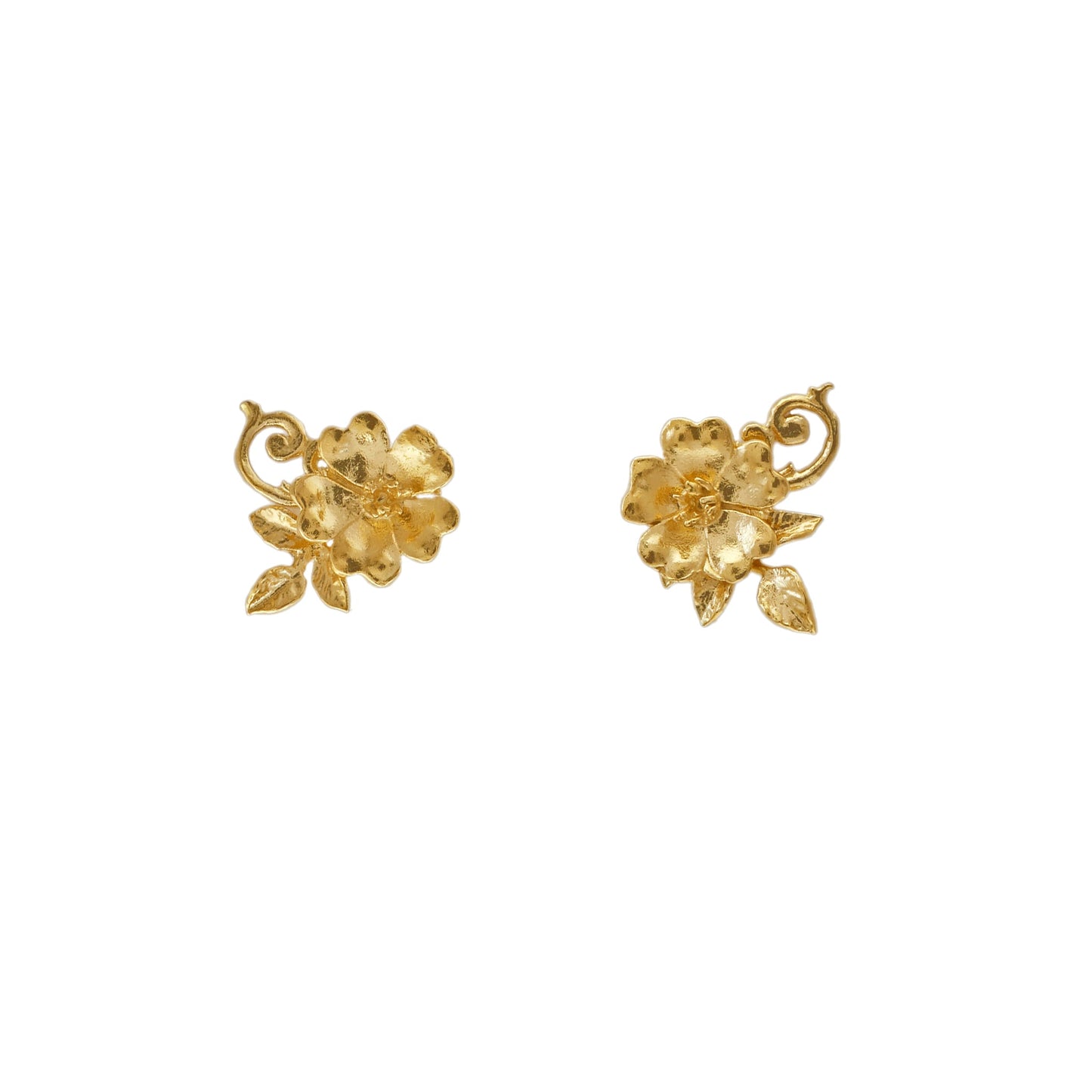 Alex Monroe 22 carat Gold Vermeil Ornate Rose Stud Earrings
