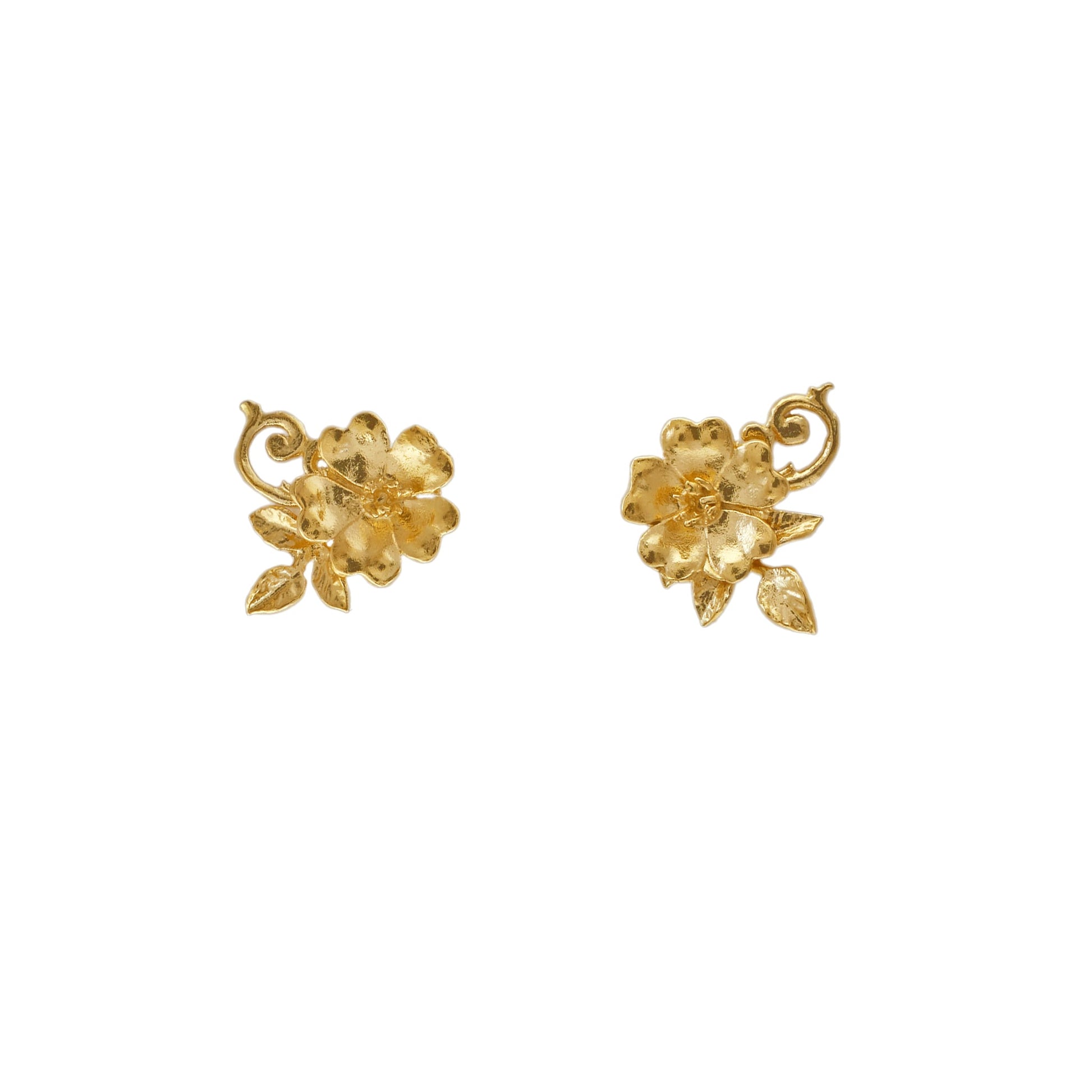 Alex Monroe 22 carat Gold Vermeil Ornate Rose Stud Earrings
