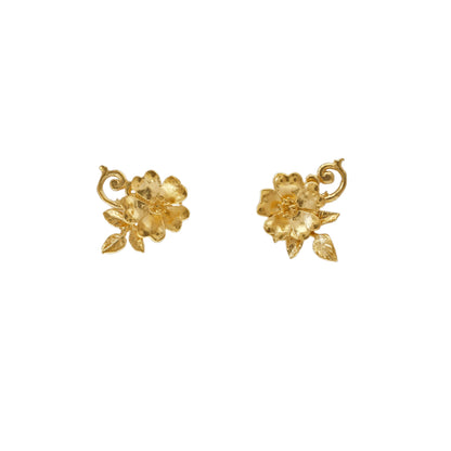 Alex Monroe 22 carat Gold Vermeil Ornate Rose Stud Earrings