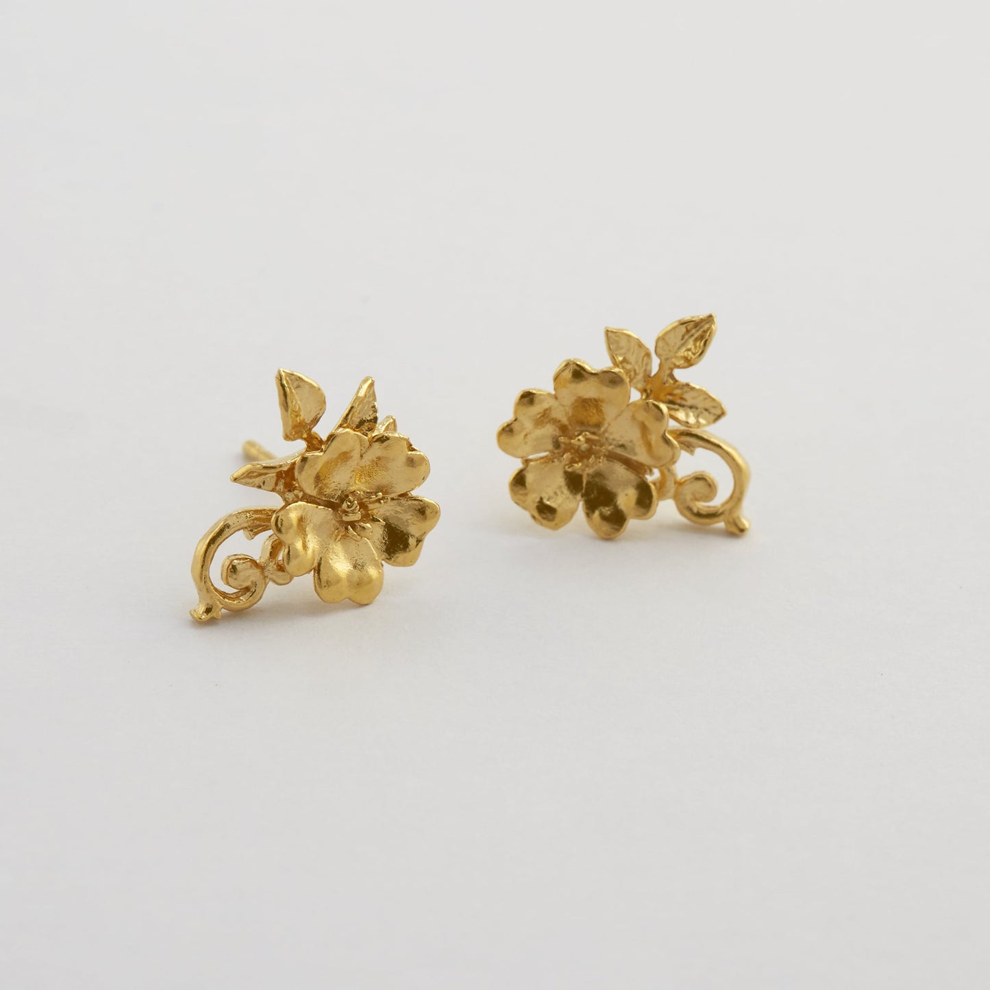 Alex Monroe 22 carat Gold Vermeil Ornate Rose Stud Earrings