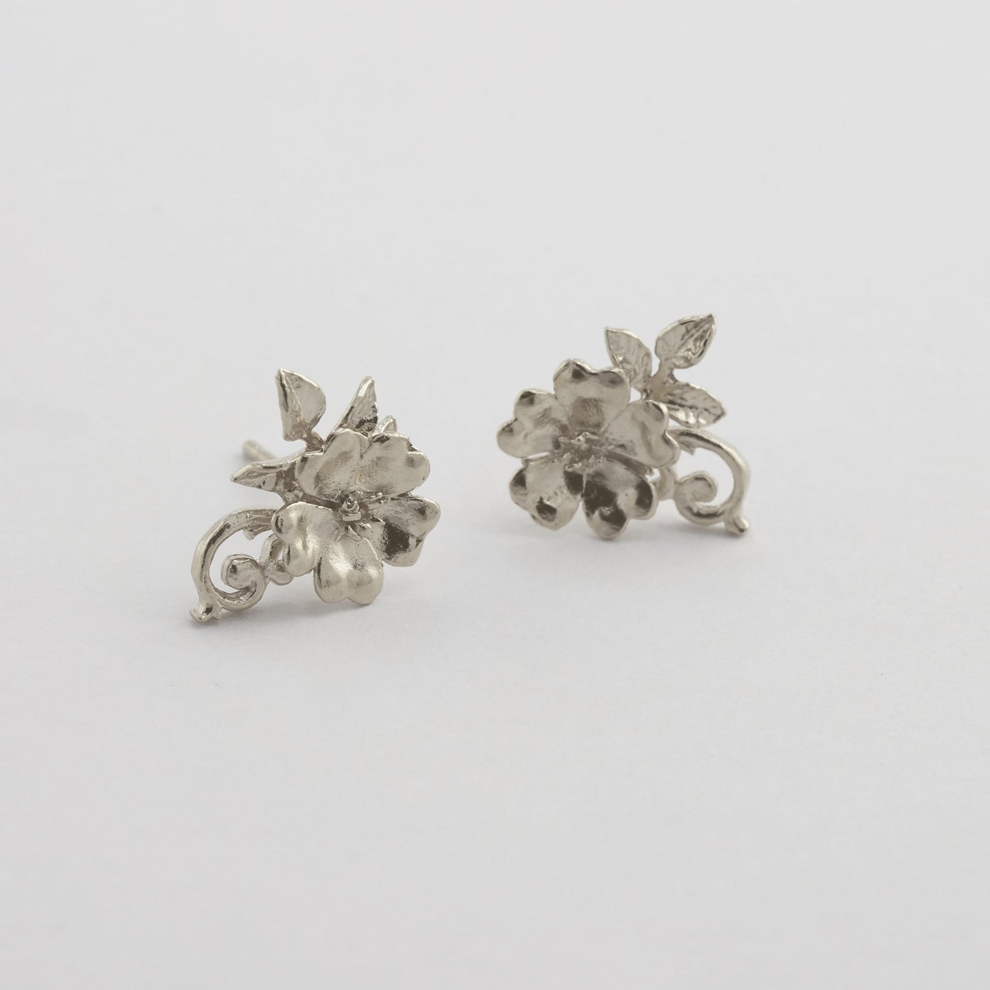 Alex Monroe Silver Ornate Rose Stud Earrings
